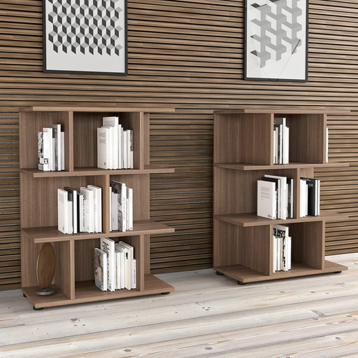 Libreria bassa Forma in melaminico finitura Noce di Compir