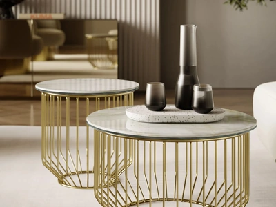 Tavolino Circus in SuperMarmo e acciaio di Bontempi