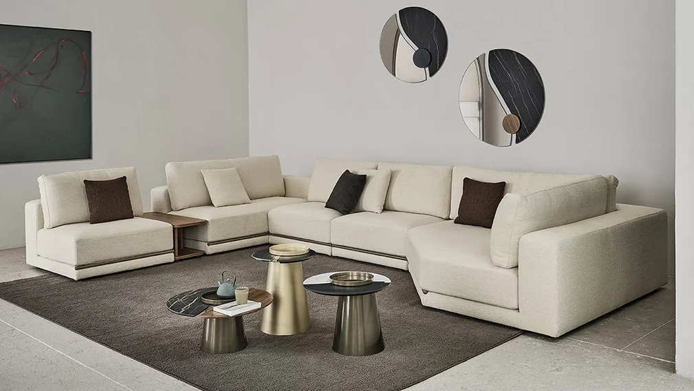 Specchio Luxor con elementi decorativi in SuperMarmo e legno di Bontempi