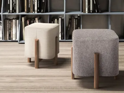 Pouf Kip in tessuto e legno di Doimo Salotti