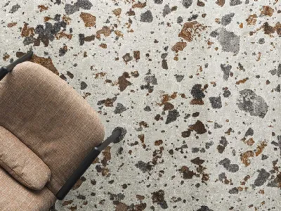 Tappeto che ricorda le pavimentazioni a mosaico Terrazzo di Calligaris