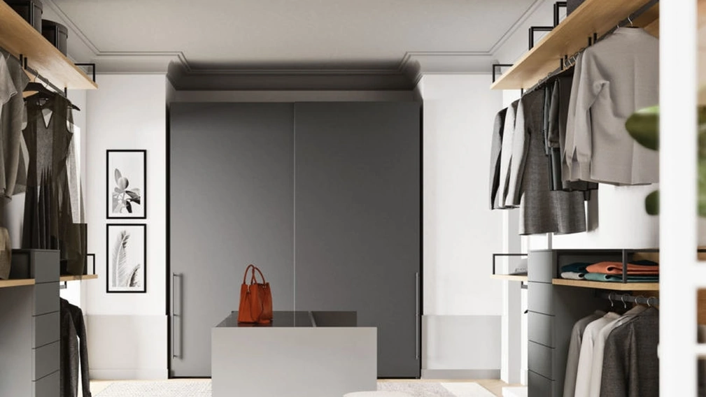 Cabina Armadio Alea in melaminico grigio e lavagna di Orme