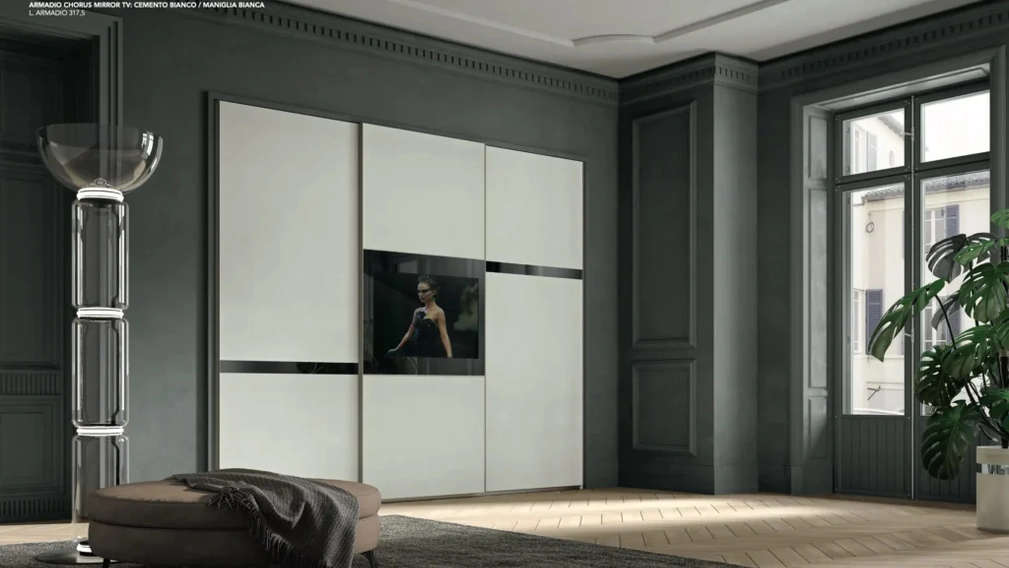 Armadio con ante scorrevoli Chorus Mirror TV di Artigianmobili