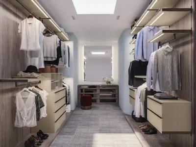 Cabina Armadio CA02 in nobilitato Noce Dark Brown e accessori Cretadi Giessegi