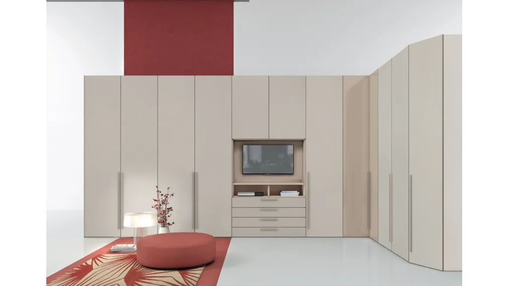 Armadio angolare con ante battenti Golf One con Porta Tv W107 di Colombini Casa