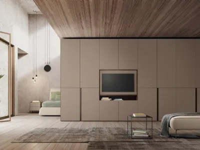 Armadio con ante battenti Vitalyty Cutting con Porta Tv in laccato opaco di Colombini Casa