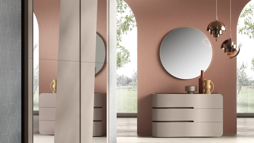 Armadio con ante scorrevoli in nobilitato e specchio Creo di Adriatica