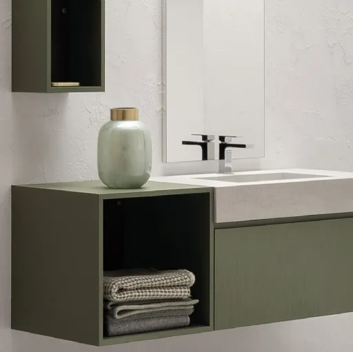 Mobile da Bagno in laccato opaco con vasca integrata in gres B-GO BG014 Compab