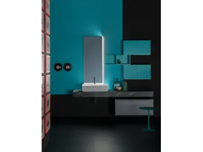 Mobile da Bagno sospeso in nobilitato e  laccato opaco e piano in laminato effetto pietra B GO CHROMATIC BG46 di Compab