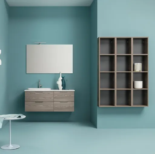 Mobile da Bagno sospeso in melaminico con piano e lavabo in ceramica UPDATE UP 006 di Compab