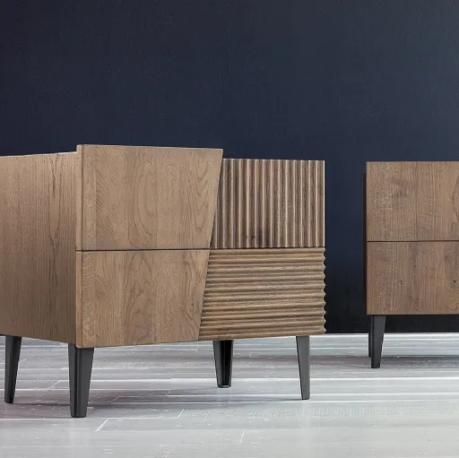 Comodino Design in Rovere massello laccato Verde di Devina Nais