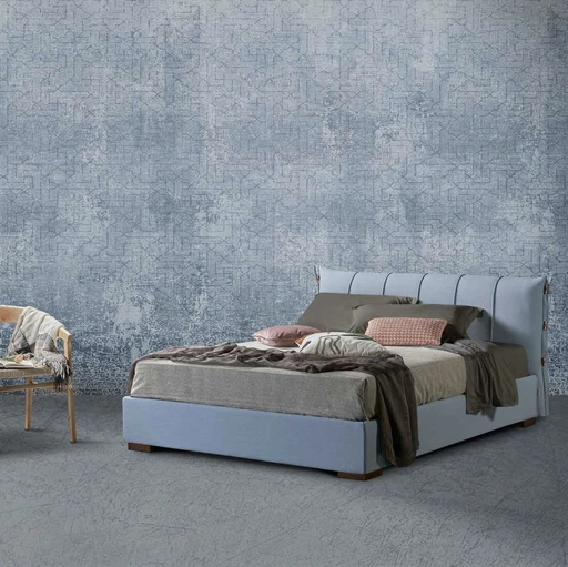 Letto matrimomiale in tessuto con box contenitore Abaco di Lettissimi