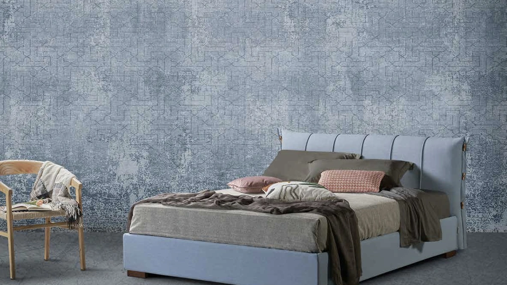 Letto matrimomiale in tessuto con box contenitore Abaco di Lettissimi