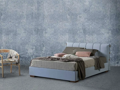 Letto matrimomiale in tessuto con box contenitore Abaco di Lettissimi