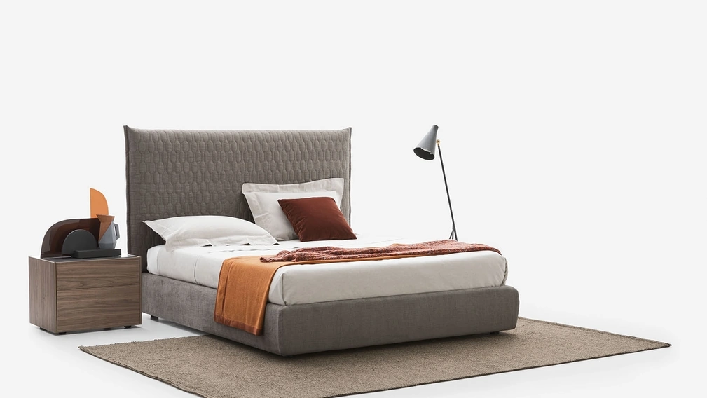 Letto in tessuto imbottito Allen 2 di Alf Da Frè