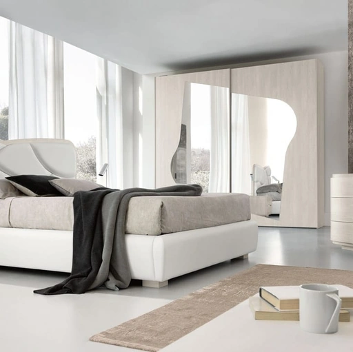 Letto in ecopelle con box contenitore Aloa di Adriatica