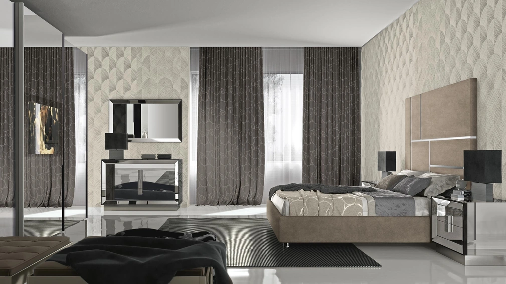 Letto con testiera imbottita Astra di Adriatica