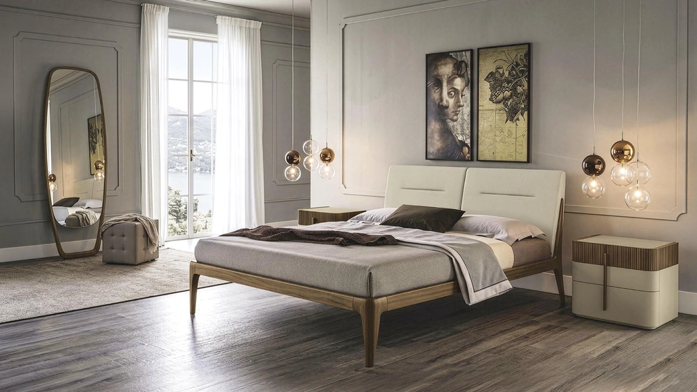 Letto Atlas con testiera imbottita di Fasolin