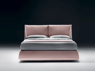 Letto imbottito in pelle con box contenitore e testiera Avenue di Bontempi Letti Design