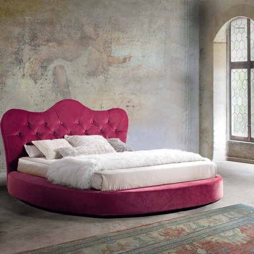 Letto tondo in tessuto con testiera sagomata Bacio di Lettissimi