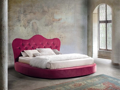 Letto tondo in tessuto con testiera sagomata Bacio di Lettissimi