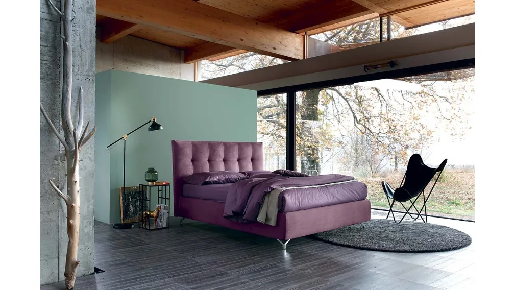 Letto in tessuto Gemma con box contenitore e testiera trapuntata di Bontempi Letti Design