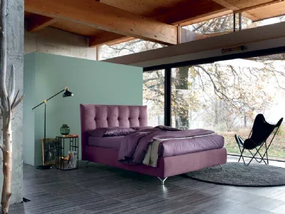 Letto in tessuto Gemma con box contenitore e testiera trapuntata di Bontempi Letti Design