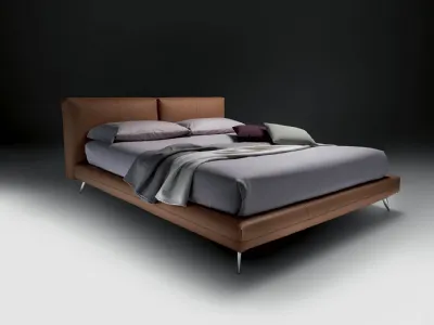 Letto in pelle con secret box e testiera imbottita Kuna Levante di Bontempi Letti Design