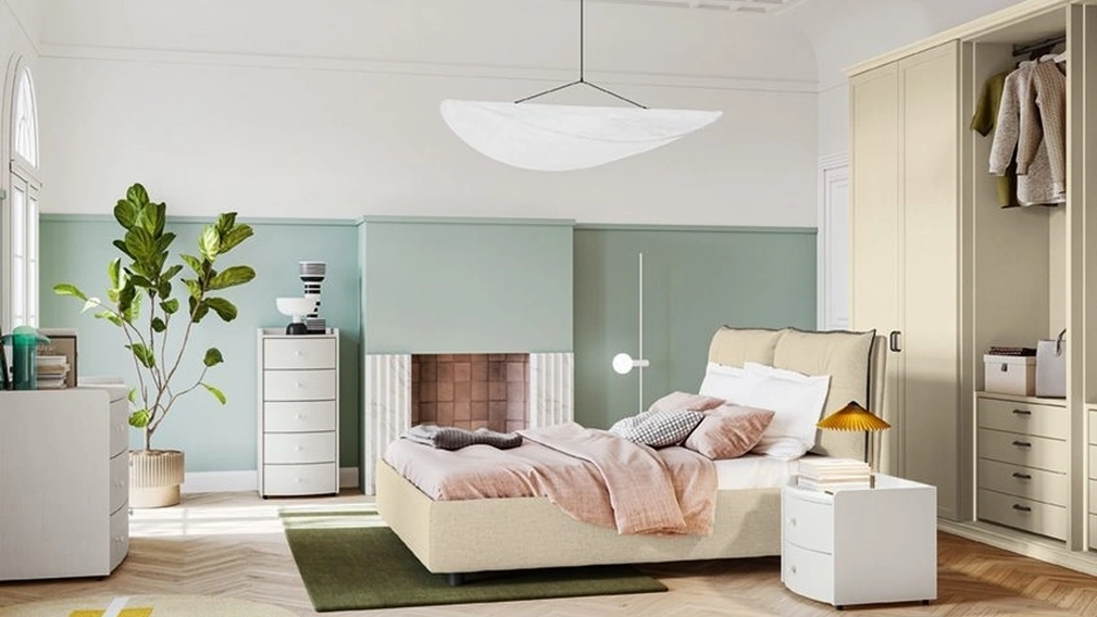 Letto Arcadia Kiss in tessuto imbottito di Colombini Casa