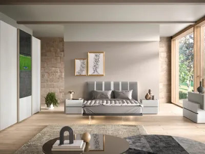 Letto Composizione 22 in tessuto con testiera di Corso 11