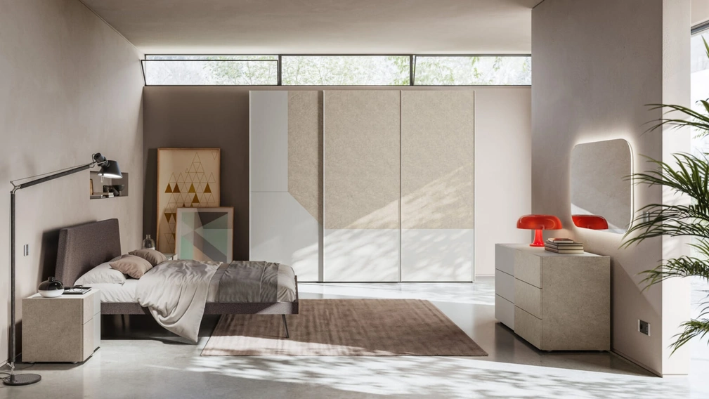 Letto matrimoniale Esacto Night 21 in tessuto imbottito di Orme