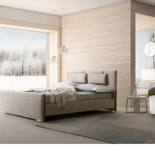 Letto con testiera e box contenitore in tessuto trapuntato Evergreen di Le Comfort