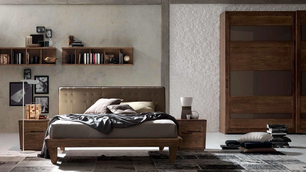 Letto con testiera in ecopelle Glam di Fasolin