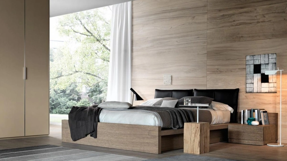 Letto con testiera imbottita Avalon di Giellesse