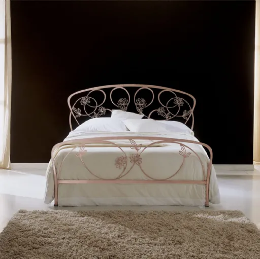 Letto con testiera lavorata con fiori in ferro battuto Glicine di Bontempi