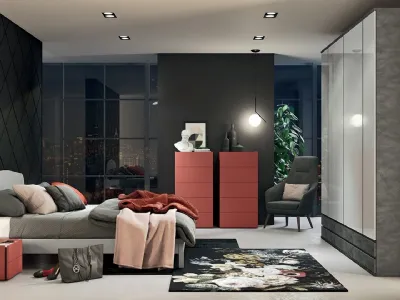 Letto matrimoniale in legno con testiera Golf Leo di Colombini Casa