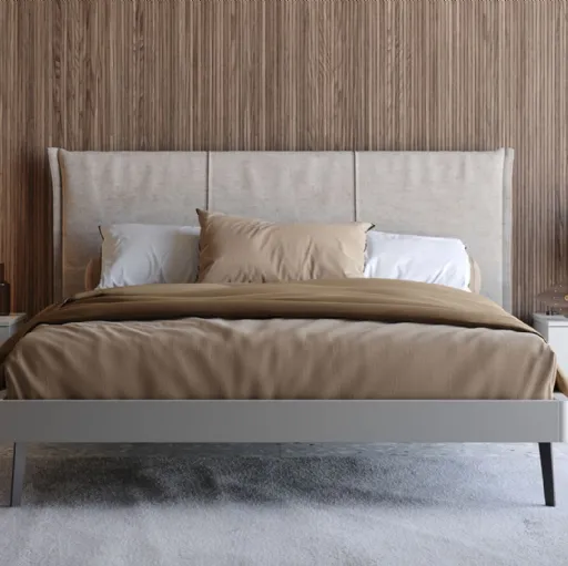 Letto in laccato opaco Nara con testiera in tessuto di Giessegi