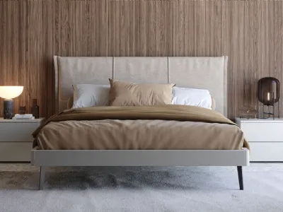 Letto in laccato opaco Nara con testiera in tessuto di Giessegi