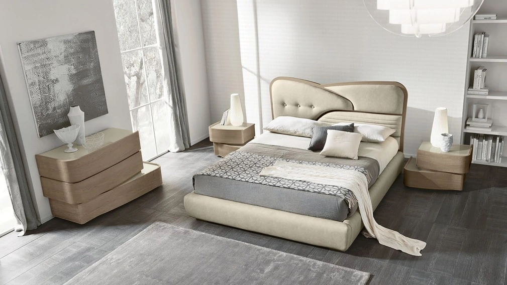 Letto in ecopelle con contenitore Ola di Adriatica