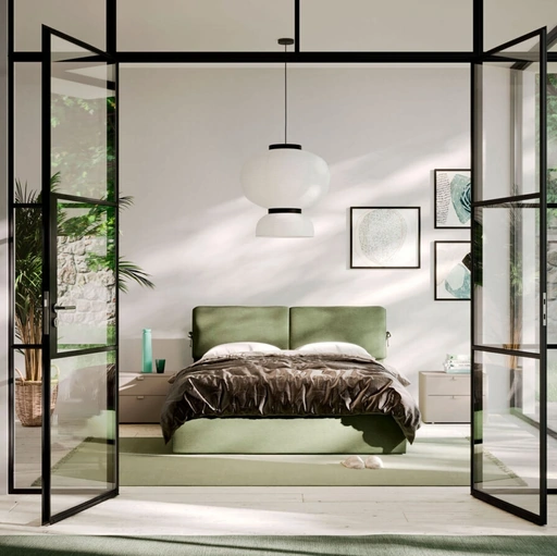 Letto imbottito in tessuto Lenox di Orme