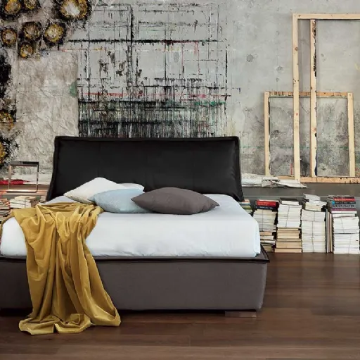 Letto in tessuto con testiera unita Sandy di Bontempi Letti Design