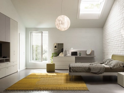 Letto matrimoniale finitura Platino con cuscino imbottito Scudo Night 17 di Orme