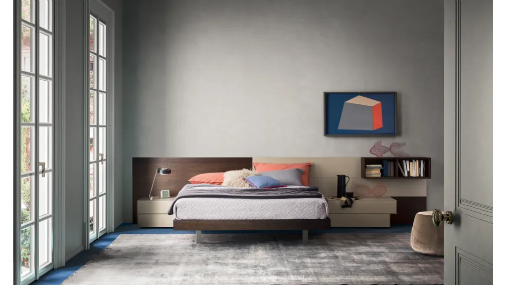 Letto con boiserie Suite System di Alf DaFrè