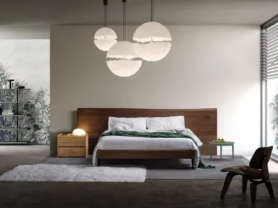 Letto Zen Dark Brown in massello di Rovere con testiera di Devina Nais