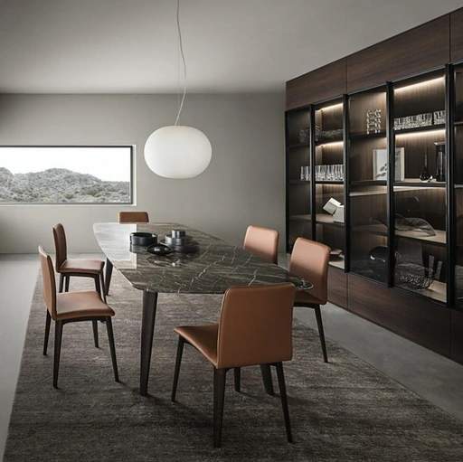 Libreria Flexus composizione 04 in legno e vetro di Giellesse