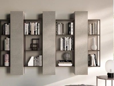 Libreria sospesa Grafic 03 in melaminico e metallo di Orme