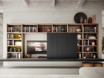 Libreria My Space 8 con vano porta TV a scomparsa di Alf Da Frè