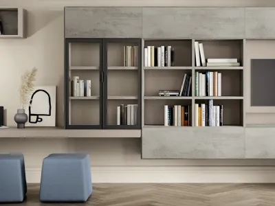 Libreria Vitalyty sospesa stile moderno in melaminico di Colombini Casa