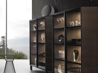 Madia alta Vetrina Frame Sideboard in legno con ante in vetro di Giellesse