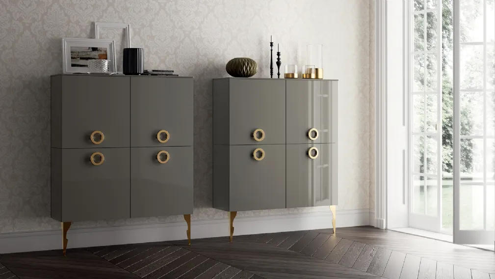 Madia Living Exclusiva in Laccato lucido Grigio Titanio di Scavolini